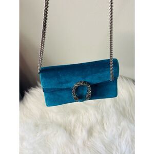 Gucci Dionysus Super Mini Teal Suede bag with Original Hardware.  Authentic.